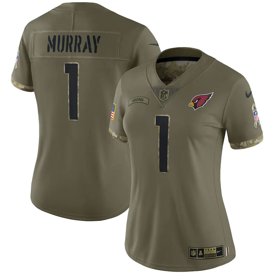 Arizona Cardinals #1 Kyler Murray Women's 2022 Salute To Service Limited Jersey - Olive