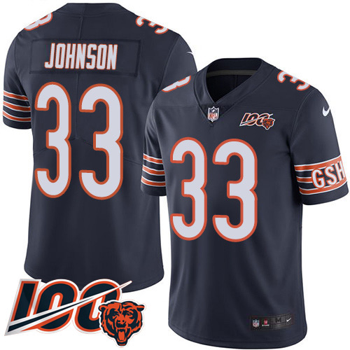 Chicago Bears #33 Jaylon Johnson Navy Blue Team Color Men's Stitched 100th Season Vapor Untouchable Limited Jersey Men's