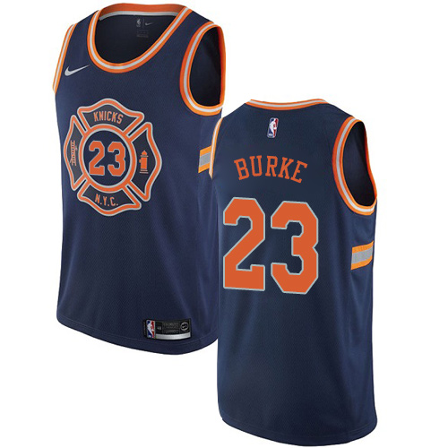 New York Knicks #23 Trey Burke Navy Swingman City Edition Jersey Mens