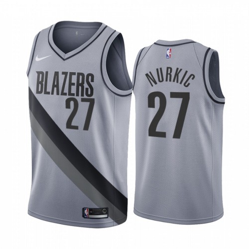 Portland Trail Portland Trail Blazers #27 Jusuf Nurkic Gray Womens Swingman 2020-21 Earned Edition Jersey Womens