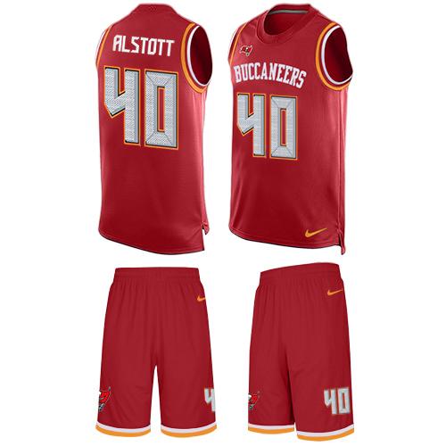 Buccaneers #40 Mike Alstott Red Team Color Men's Stitched Limited Tank Top Suit Jersey