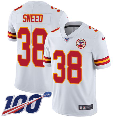 Chiefs #38 L'Jarius Sneed White Youth Stitched 100th Season Vapor Limited Jersey