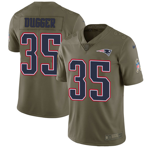 New England Patriots #35 Kyle Dugger Olive Men's Stitched Limited 2017 Salute To Service Jersey Men's