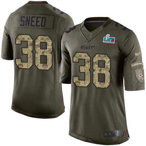 Chiefs #38 L'Jarius Sneed Green Super Bowl LVII Patch Men's Stitched Limited 2015 Salute To Service Jersey
