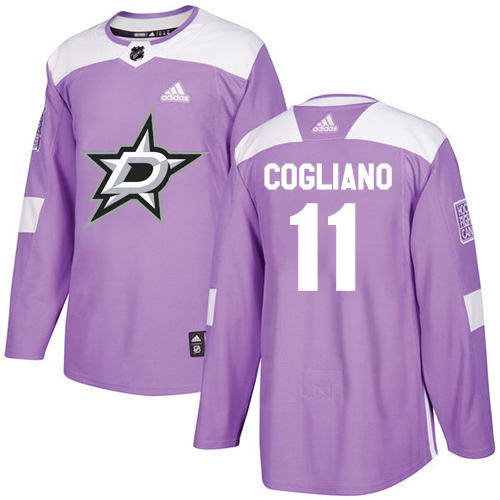 Adidas Dallas Stars #11 Andrew Cogliano Purple Authentic Fights Cancer Youth Stitched Jersey Youth
