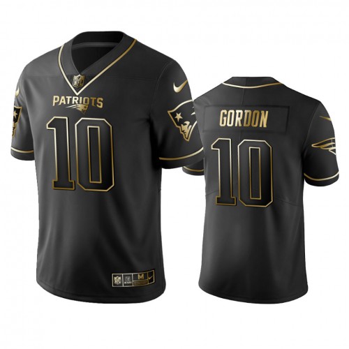 New England Patriots #10 Josh Gordon Black Golden Limited Edition Stitched Jersey Men's