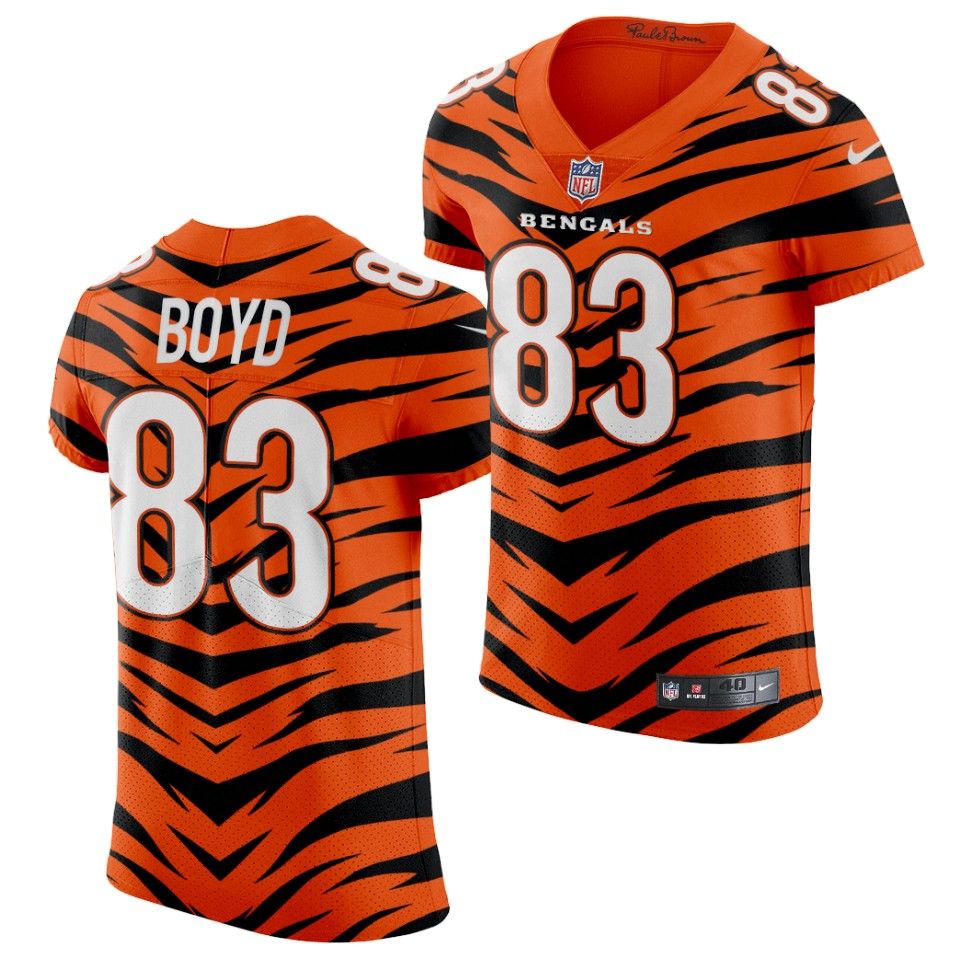 Bengals #83 Tyler Boyd Men's 2021-22 Orange City Edition Elite Jersey