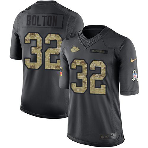 Chiefs #32 Nick Bolton Black Youth Stitched Limited 2016 Salute To Service Jersey