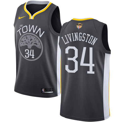 Golden State Warriors #34 Shaun Livingston Black The Finals Patch Swingman Statement Edition Jersey Mens