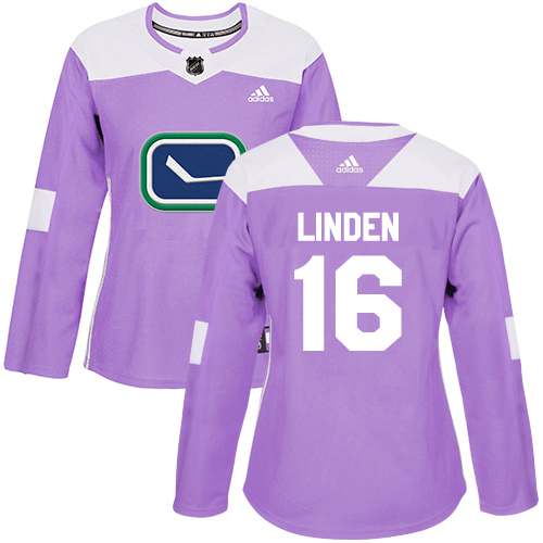 Adidas Vancouver Canucks #16 Trevor Linden Purple Authentic Fights Cancer Women's Stitched Jersey Womens
