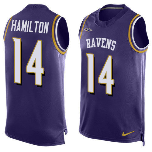 Ravens #14 Kyle Hamilton Purple Team Color Men's Stitched Limited Tank Top Jersey