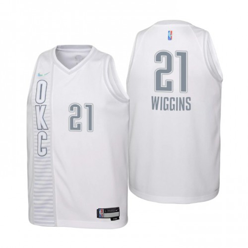 Oklahoma City Oklahoma City Thunder #21 Aaron Wiggins Youth White 2021/22 Swingman Jersey - City Edition Youth