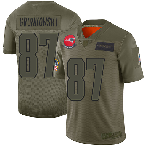New England Patriots #87 Rob Gronkowski Camo Youth Stitched Limited 2019 Salute to Service Jersey Youth