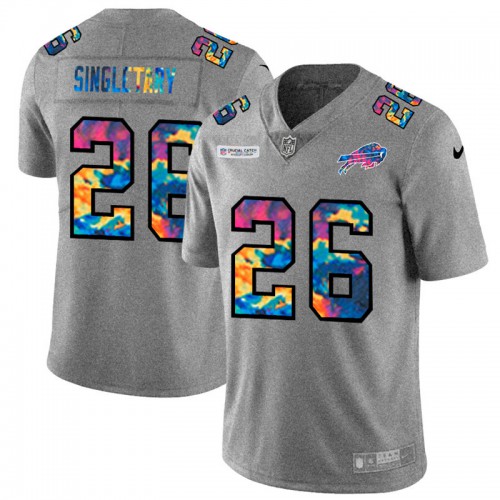 Buffalo Buffalo Bills #26 Devin Singletary Men's Multi-Color 2020 Crucial Catch Jersey Greyheather Men's