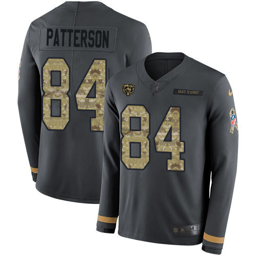 Chicago Bears #84 Cordarrelle Patterson Anthracite Salute to Service Men's Stitched Limited Therma Long Sleeve Jersey Men's