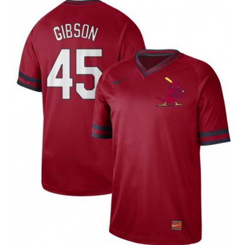 St.Louis Cardinals #45 Bob Gibson Red Authentic Cooperstown Collection Stitched Jersey Men's