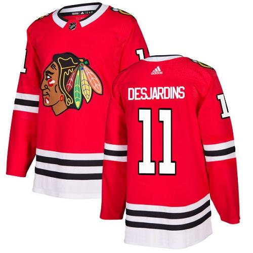 Adidas Chicago Blackhawks #11 Andrew Desjardins Red Home Authentic Stitched Jersey Men's