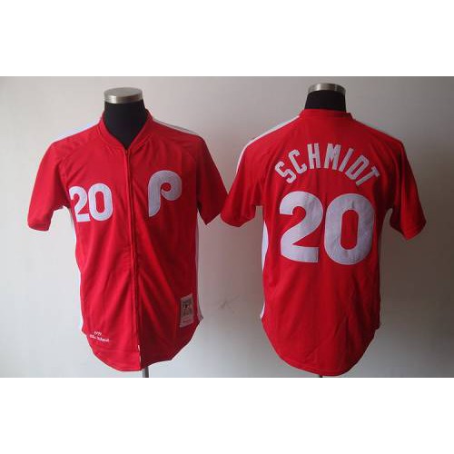 Mitchell And Ness Philadelphia Phillies #20 Mike Schmidt Red Stitched Jersey Men's