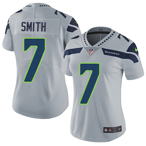 Seahawks #7 Geno Smith Grey Alternate Women's Stitched Vapor Untouchable Limited Jersey