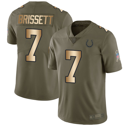 Indianapolis Colts #7 Jacoby Brissett Olive/Gold Youth Stitched Limited 2017 Salute to Service Jersey Youth
