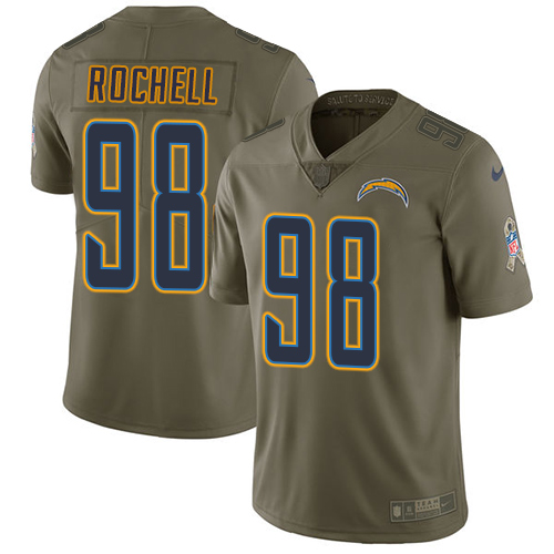 Los Angeles Chargers #98 Isaac Rochell Olive Men's Stitched Limited 2017 Salute To Service Jersey Men's