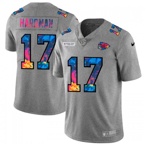 Kansas City Kansas City Chiefs #17 Mecole Hardman Men's Multi-Color 2020 Crucial Catch Jersey Greyheather Men's