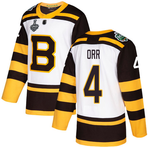 Adidas Boston Bruins #4 Bobby Orr White Authentic 2019 Winter Classic Stanley Cup Final Bound Youth Stitched Jersey Youth