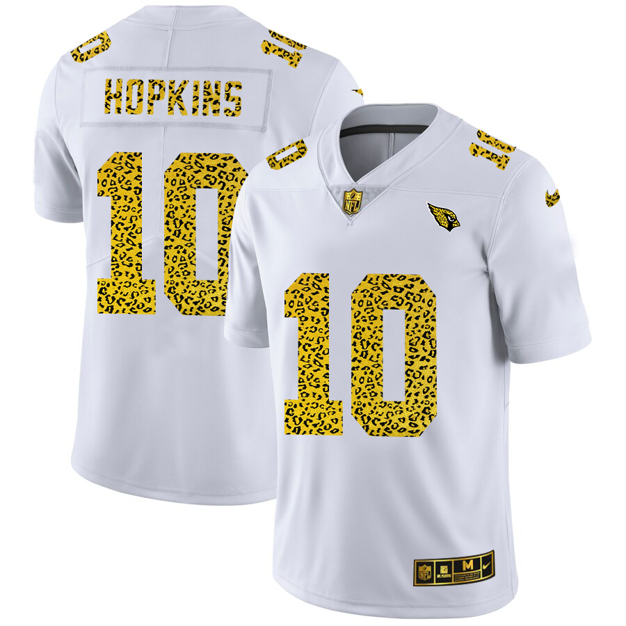 Arizona Cardinals #10 DeAndre Hopkins Men's Flocked Leopard Print Vapor Limited Jersey White