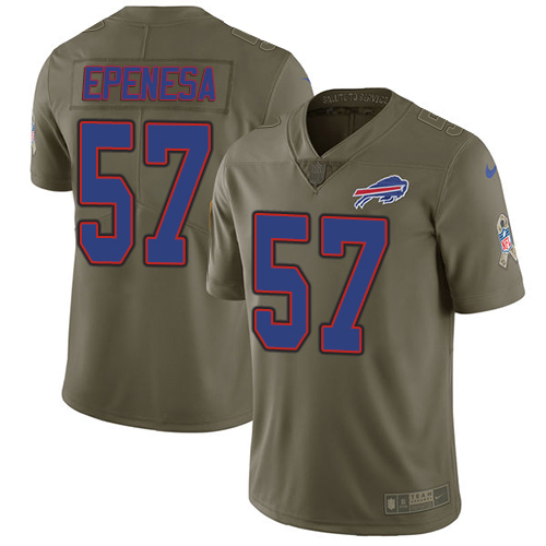 Buffalo Bills #57 A.J. Epenesas Olive Men's Stitched Limited 2017 Salute To Service Jersey Men's