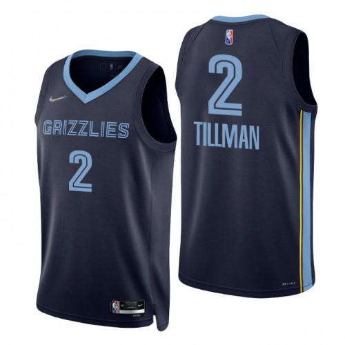 Memphis Grizzlies #2 Xavier Tillman Navy Mens 2021-22 75th Anniversary Diamond Swingman Jersey - Icon Edition Mens