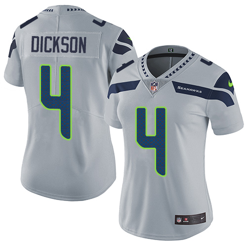 Seattle Seahawks #4 Michael Dickson Grey Alternate Women's Stitched Vapor Untouchable Limited Jersey Womens