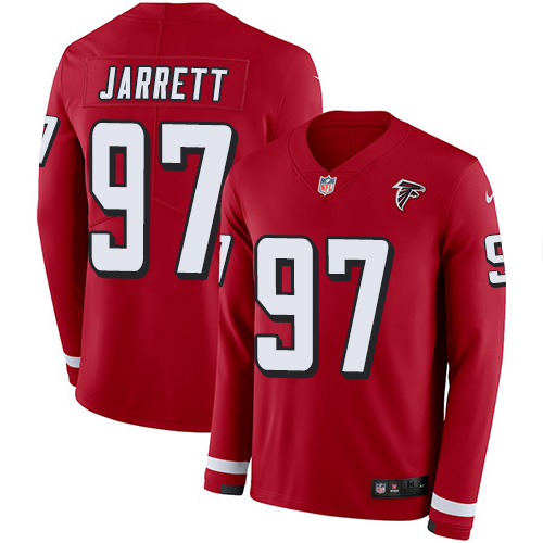 Atlanta Falcons #97 Grady Jarrett Red Team Color Men's Stitched Limited Therma Long Sleeve Jersey Men's