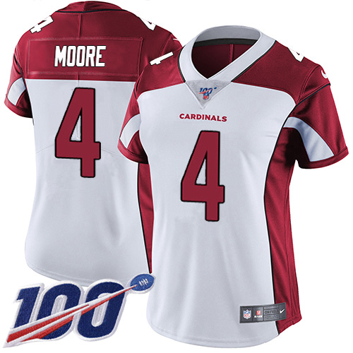 Cardinals #4 Rondale Moore White Women's Stitched 100th Season Vapor Untouchable Limited Jersey