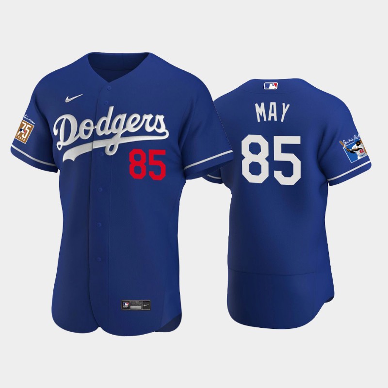 Los Angeles Dodgers #85 Dustin May Men's Jackie Robinson 75th Anniversary Authentic Jersey - Royal