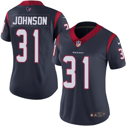 Houston Texans #31 David Johnson Navy Blue Team Color Women's Stitched Vapor Untouchable Limited Jersey Womens