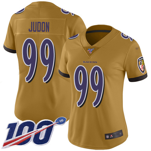 Baltimore Ravens #99 Matthew Judon Gold Women's Stitched Limited Inverted Legend 100th Season Jersey Womens