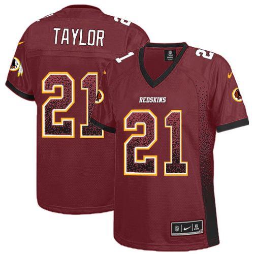 Commanders #21 Sean Taylor Burgundy Red Team Color Women's Stitched Elite Drift Fashion Jersey