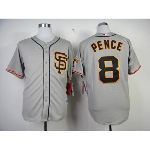 San Francisco Giants #8 Hunter Pence Grey Road 2 Cool Base Stitched Jersey Men's