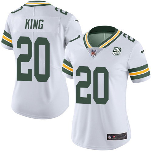 Green Bay Packers #20 Kevin King White Women's 100th Season Stitched Vapor Untouchable Limited Jersey Womens