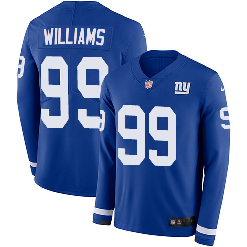 New York Giants #99 Leonard Williams Royal Blue Team Color Youth Stitched Limited Therma Long Sleeve Jersey Youth