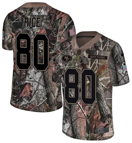 49ers #80 Jerry Rice Camo Men's Stitched Limited Rush Realtree Jersey