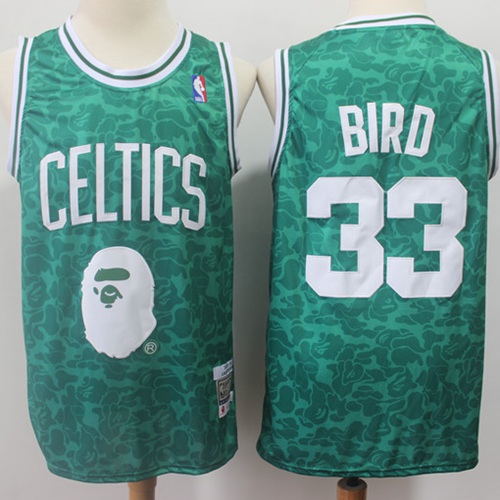 Mitchell And Ness 1985-86 A Bathing Ape Boston Celtics #33 Larry Bird Green Stitched jersey Mens