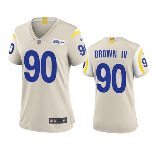 Los Angeles Los Angeles Rams #90 Earnest Brown IV Women's Game Jersey - Bone Womens