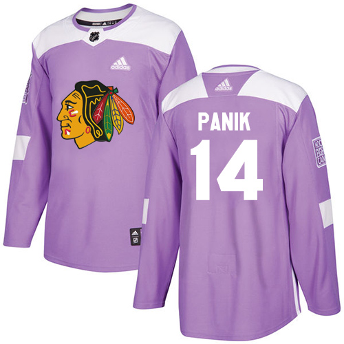 Adidas Chicago Blackhawks #14 Richard Panik Purple Authentic Fights Cancer Stitched Jersey Men's