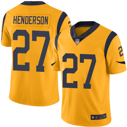 Los Angeles Rams #27 Darrell Henderson Gold Men's Stitched Limited Rush Jersey Men's