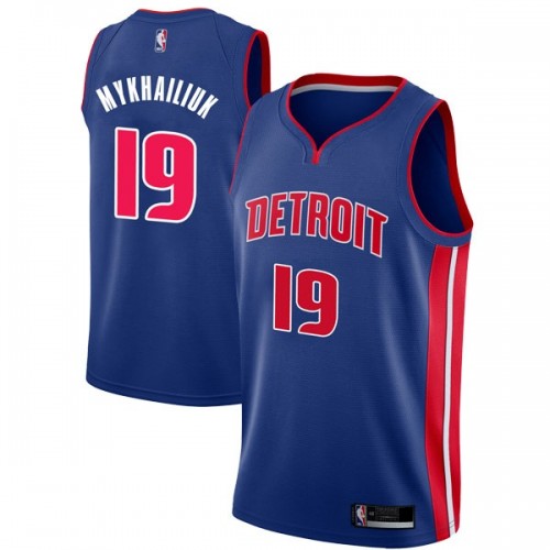Detroit Pistons #19 Sviatoslav Mykhailiuk Blue Swingman Icon Edition Jersey Mens
