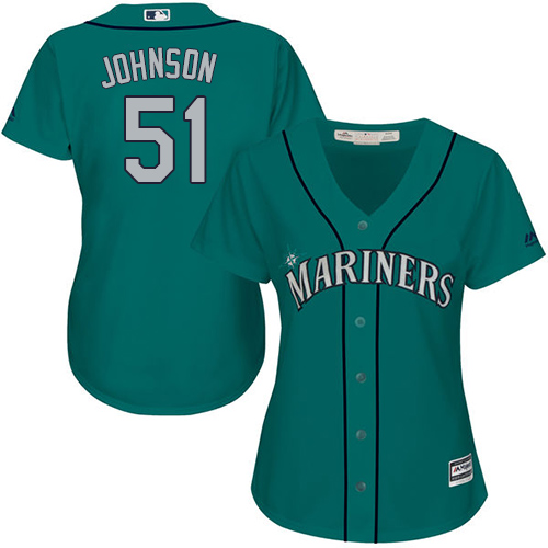 Seattle Mariners #51 Randy Johnson Green Alternate Women's Stitched Jersey Womens