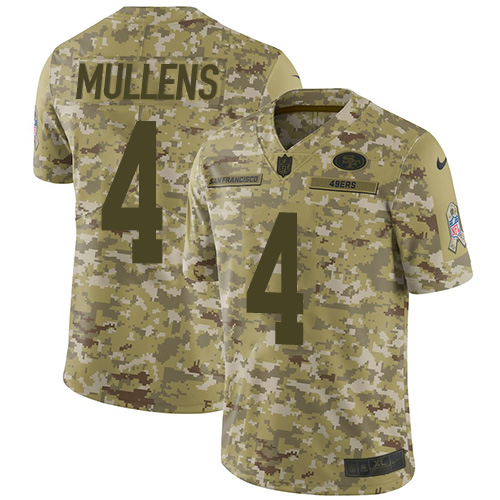 San Francisco 49ers #4 Nick Mullens Camo Men's Stitched Limited 2018 Salute To Service Jersey Men's