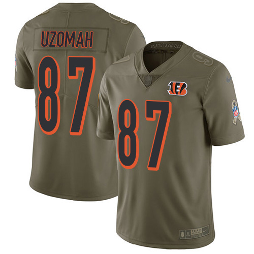 Cincinnati Bengals #87 C.J. Uzomah Olive Youth Stitched Limited 2017 Salute To Service Jersey Youth