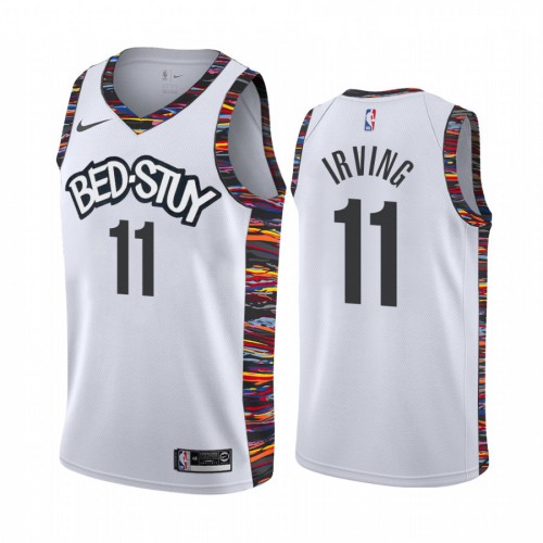 Brooklyn Nets #11 Kyrie Irving Mens 2019-20 White BED-STUY City Edition Stitched Jersey Mens